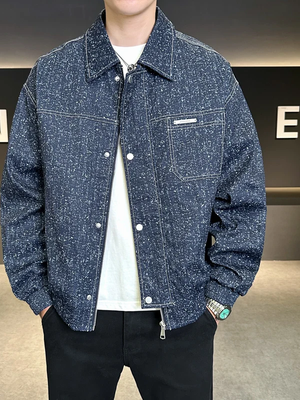 

Large Size Men's Jaet Sli Stand Collar Oversized Trendy Retro Outerwear Spring Autumn New Arrival Ethnic Wolf Brand