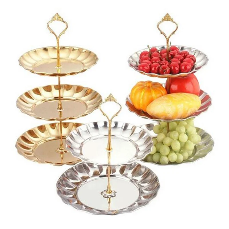 Soporte de Metal para Tartas de 2 a 3 niveles, bandeja para postres, magdalenas, fruta, comida, soporte de exhibición para servir, suministros para