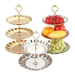 Soporte de Metal para Tartas de 2 a 3 niveles, bandeja para postres, magdalenas, fruta, comida, soporte de exhibición para servir, suministros para fiestas de boda, gran oferta