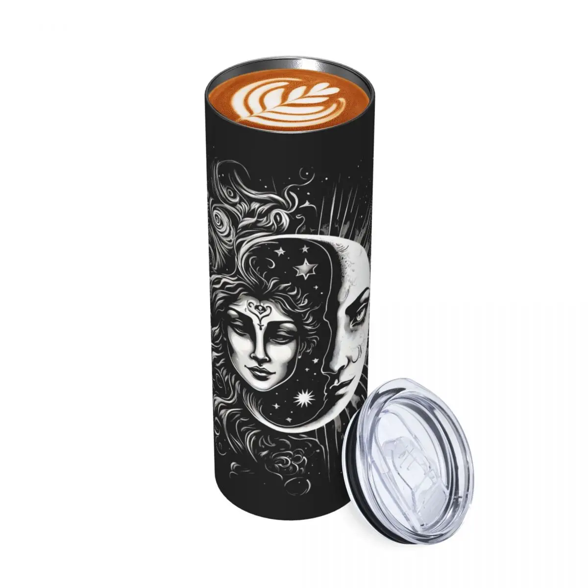 Vintage Moon Solar Ecli Stainless Steel Tumbler Vacuum Insulated Mugs Thermal Cold Cup Straws With Lid 20oz