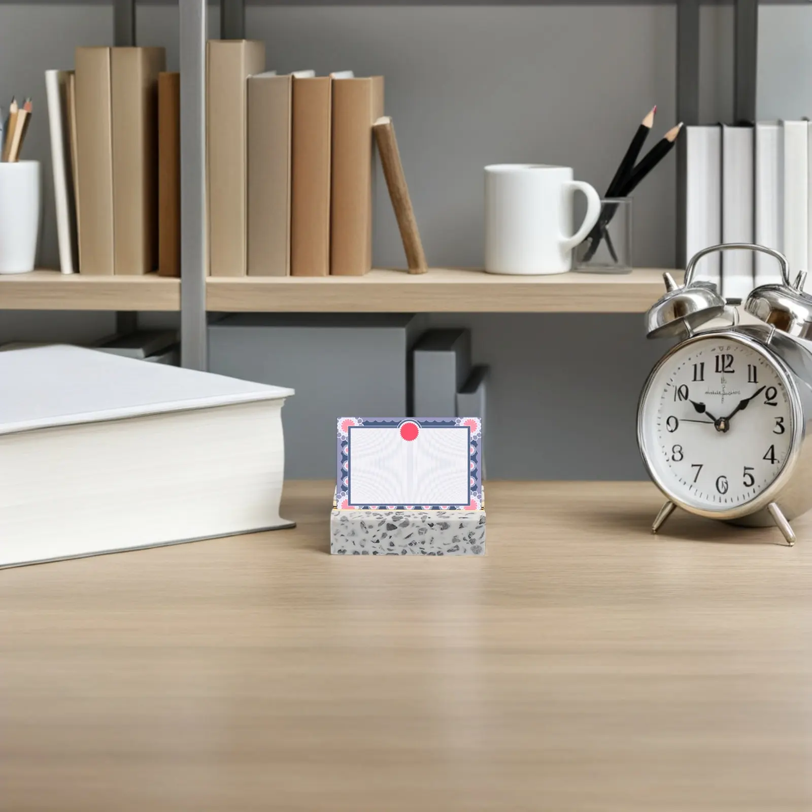 Marble Table Sign Holder Stylish Desk Business Card Holder Organizer for Office Notes Menu Display Retail Price