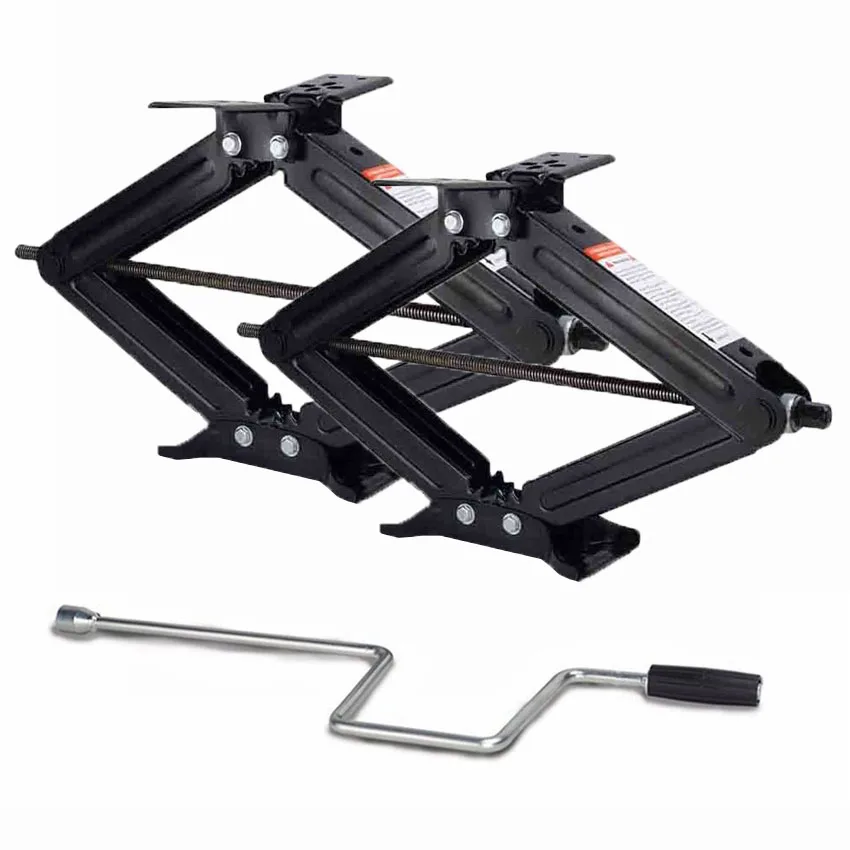 RV Camper Scissor Leveling Jacks 2pcs 5000lb Trailer Stabilizer with 1 Handle corner steady Trailer Parts Caravan Accessories
