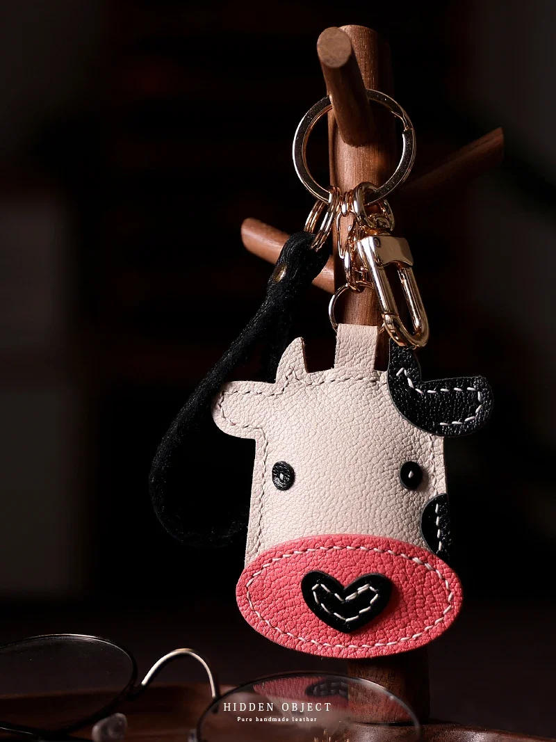 

Zodiac series cow creative car keychain leather bag small pendant