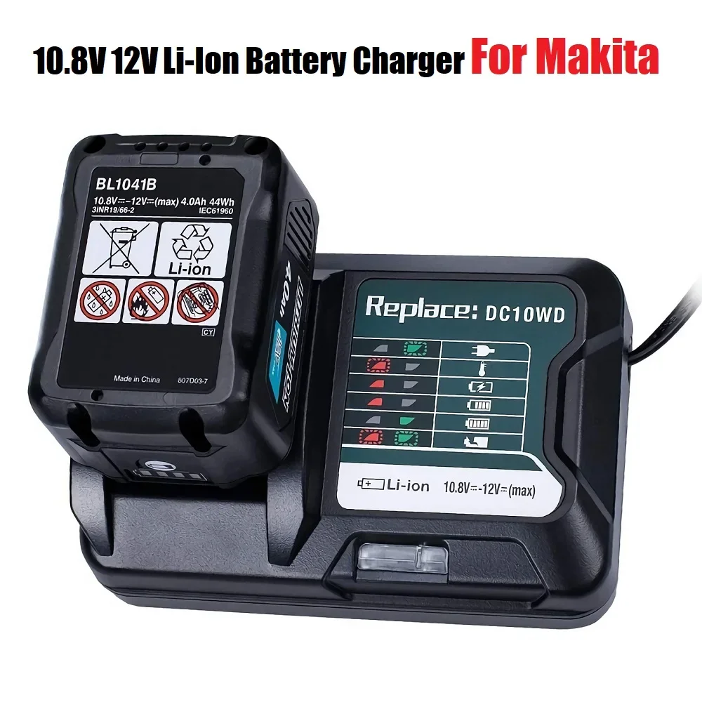 

DC10WD Charger For Makita 10.8V-12V Li-ion Battery Fast Rapid Charging LED Indicator For BL1016 BL1021B BL1041B Replacement