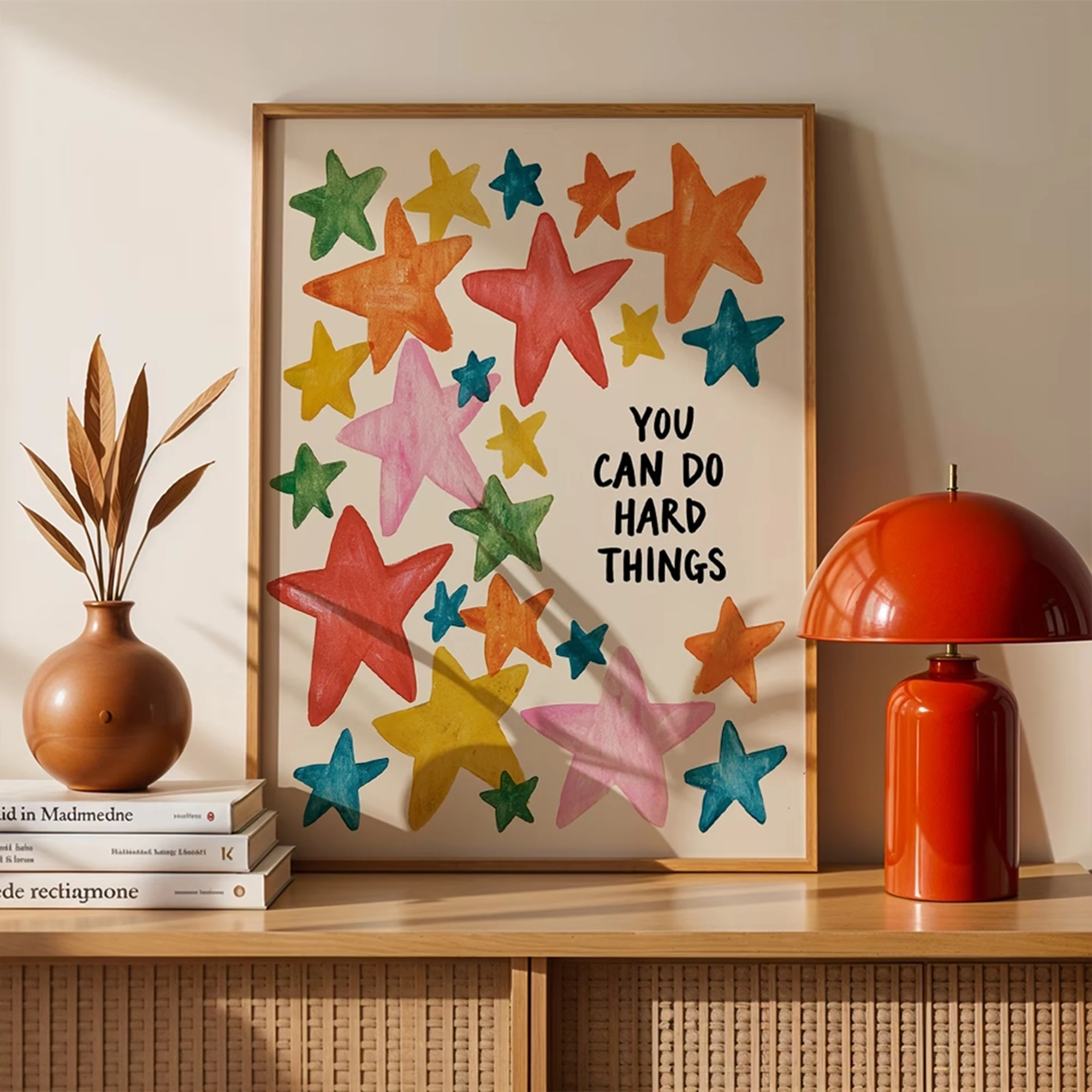 Modern You Can Do Hard Things Star Illustration Wall Art Print Canvas Painting Poster Picture For Living Room,Bedroom Home Decor