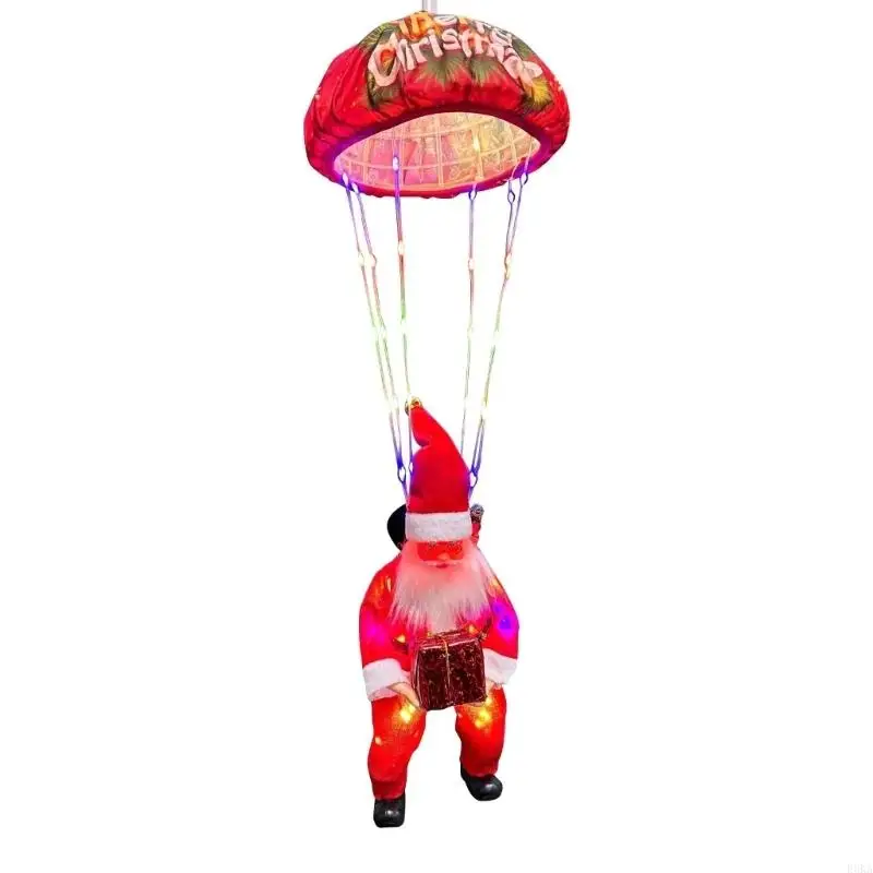   Christmas Lighted Santa Parachute Decoration Featuring Energy Saving LEDs and Any Weather Resistant Designs