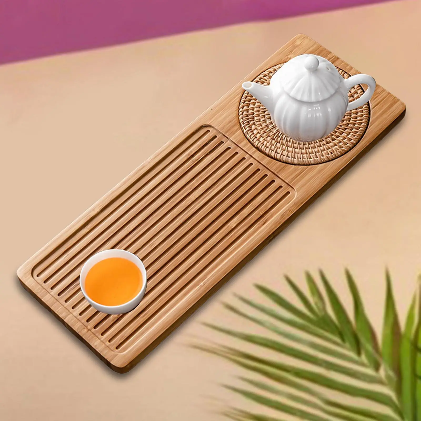 خمر نمط الخيزران الخشب الشاي تخدم صينية الشاي اليابانية تخدم صينية الشاي المنزلية لطقم شاي إكسسوارات ديكور منزلي