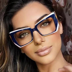 Glasses For Women Fashion Retro Cat-eye Contrasting Colors High-end High-definition Fashionable Anti-blue Light