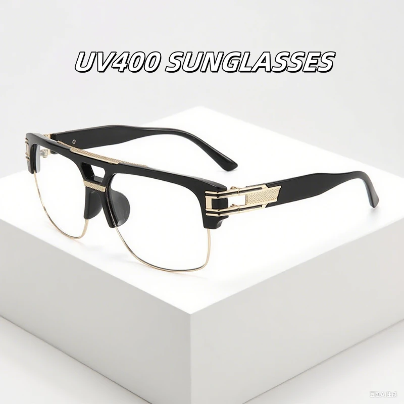 

Double Beam Steampunk Sunglasses Men New Large Frame Retro UV Resistant Glasses Outdoor Driving Sun Protection Goggles