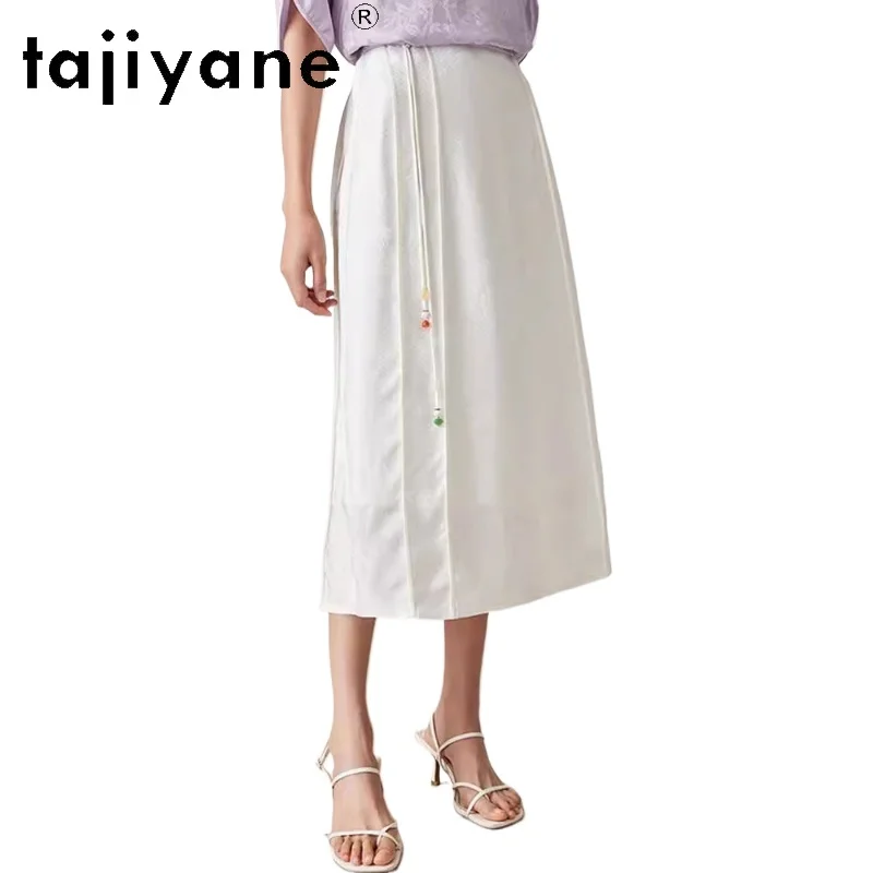 TAJIYANE 51% Mulberry Silk Skirts Womens 2024 Luxury Vintage Long Skirt New Chinese Style Summer Women Clothing Юбка Женская