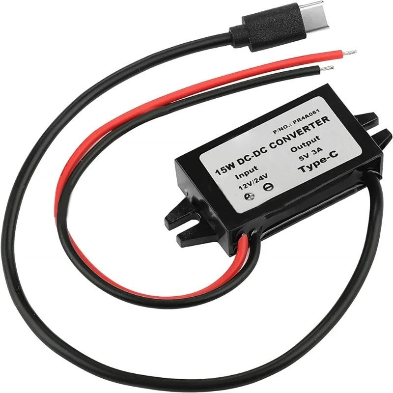 Reliable 12V/24V to 5V USB C Power Adapter Outdoor Power Adapter Step Downs Converter for Safe Charging of Mobile Devices