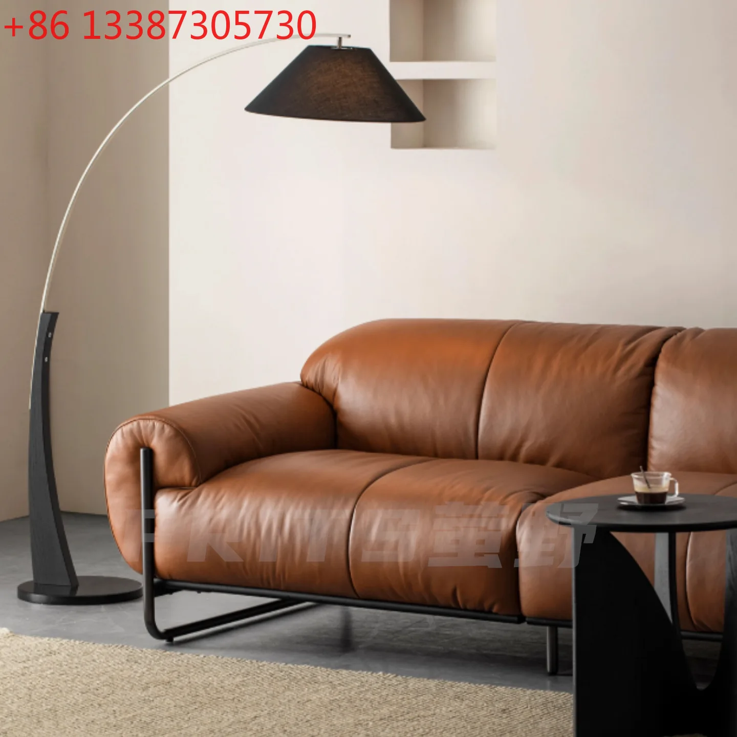 

Французский ретро-стиль Bauhaus, скандинавский масляный воск, кожаный диван для маленькой квартиры, гостиной, ленивый диван