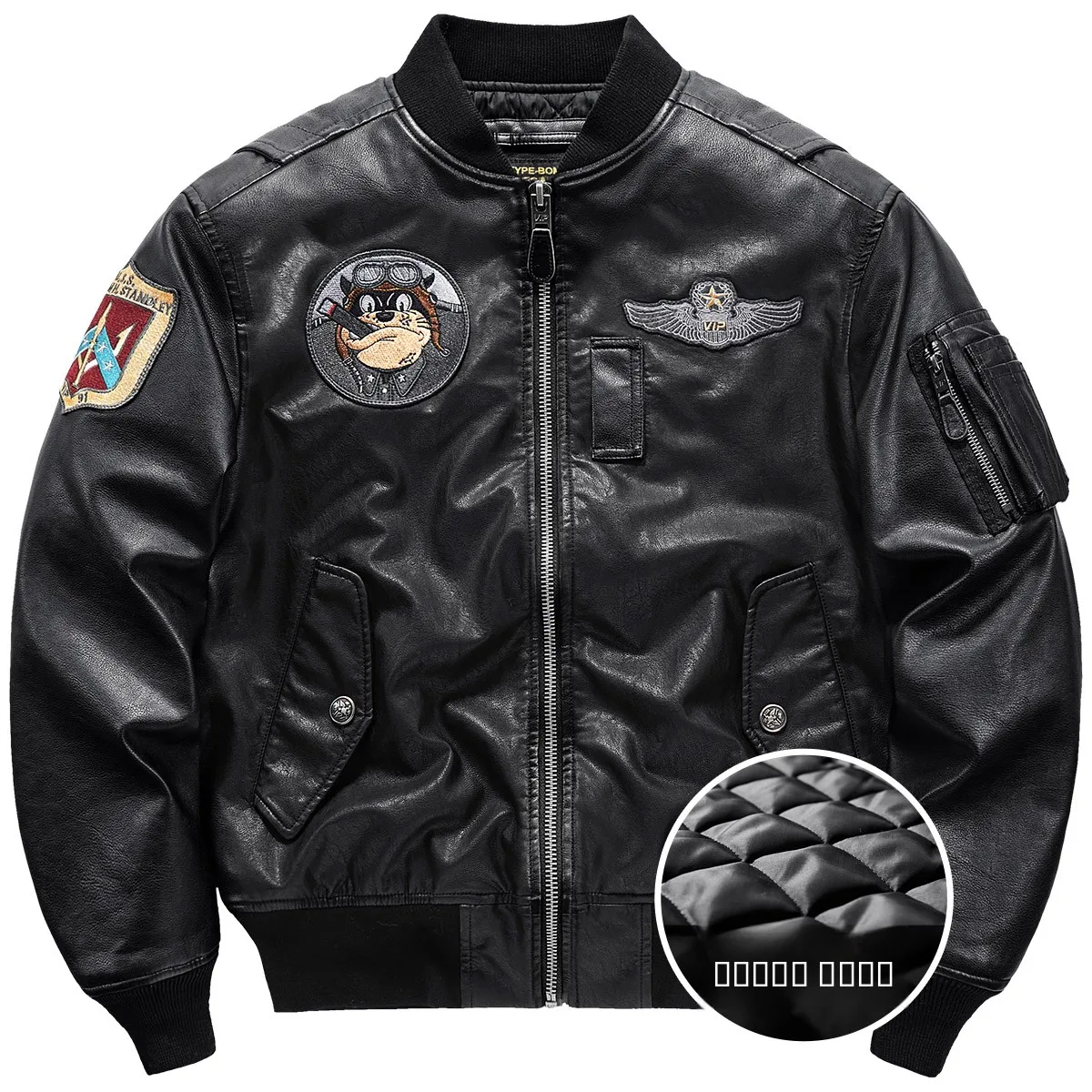 

VIP Winter Thiened Men's Biker Pilot Jaet MA Baseball Sle Retro Workwear Outerwear Cotton Coat Youth Faion Casual