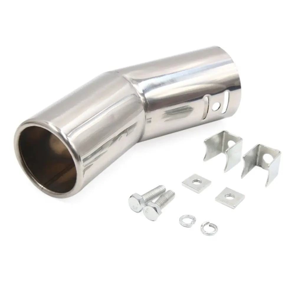 51mm Inlet Diameter Stainless Steel Flat Round Bending Exhaust Muffler Pipe Modified Tail Throat A191 Chrome Color