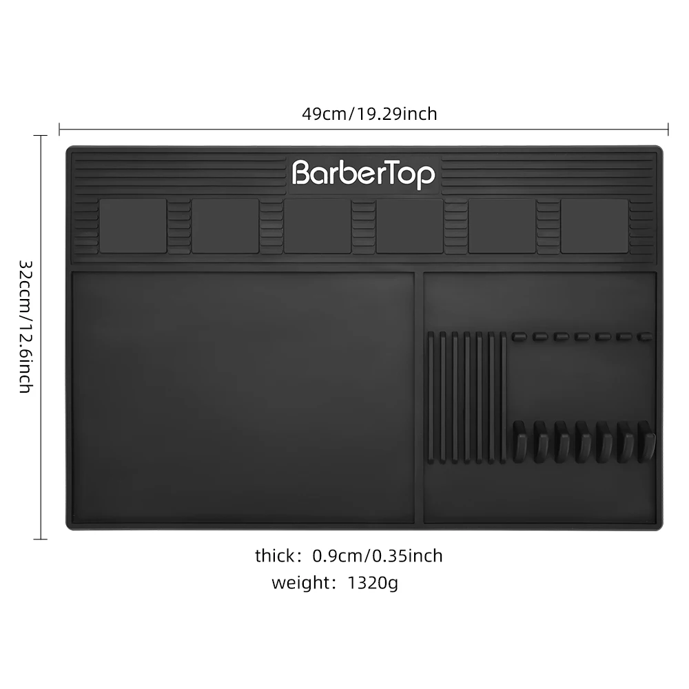 الحلاق الحصير أدوات الحلاق تخزين حصيرة صالون الحلاقة عدم الانزلاق المغناطيسي وسادة سيليكون صينية تخزين العزل الحراري وسادة العمل ﻿