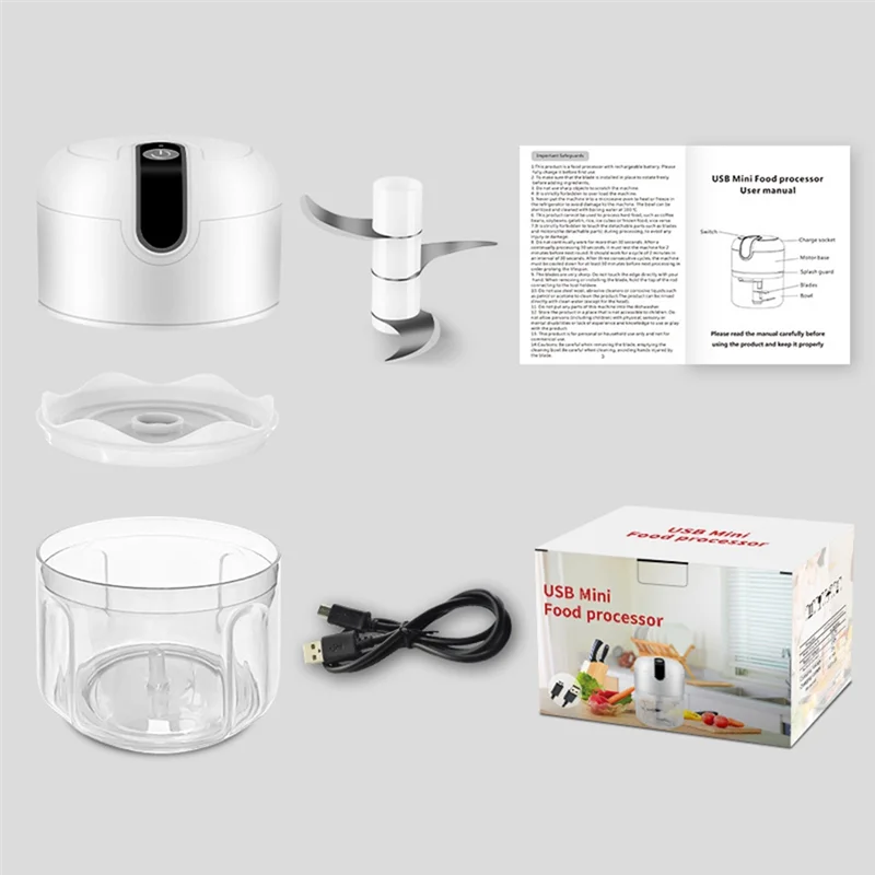 Multifunctional Cooking Machine Automatic Meat Grinder Baby Supplementary Food Stirring Minced Garlic Minced Meat White