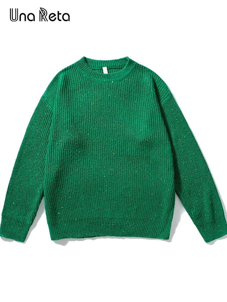 

Una Reta Men Sweater Streetwear Autumn Winter Hip Hop Green Knitted Pullover Tops Harajuku Long sleeve Couple's Sweater Man
