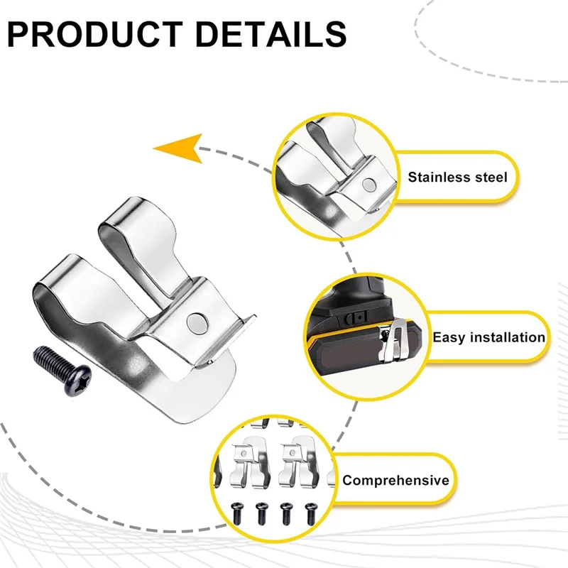 8 PCS Belt Clip For Ryobi Belt Hook With Screw Silver For Ryobi And Ridgid 18 Volt Tools 633586002, For Ryobi  -ABHG