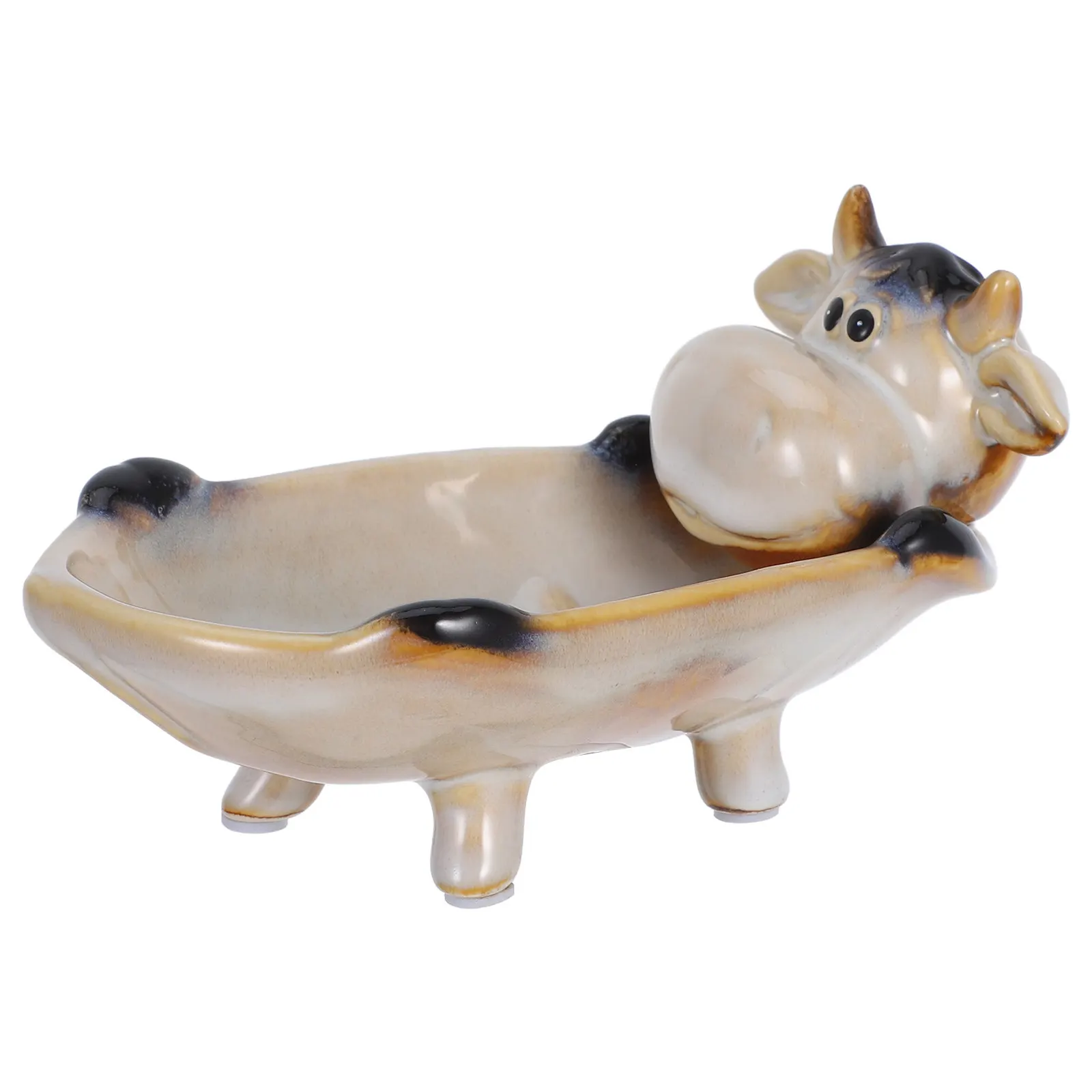 Lovely Animal Design Ceramic Soap Dish Drain Tray for Bathroom Kitchen Soap Storage Holder Keeps Items Organized Dry Clean