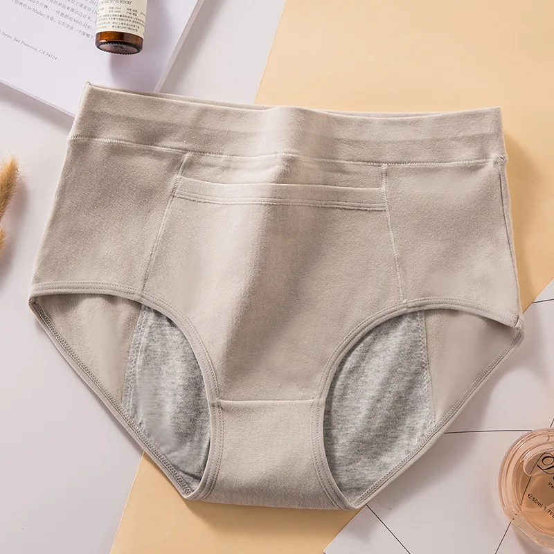 Ropa interior fisiológica de algodón para mujer, bragas menstruales antibacterianas