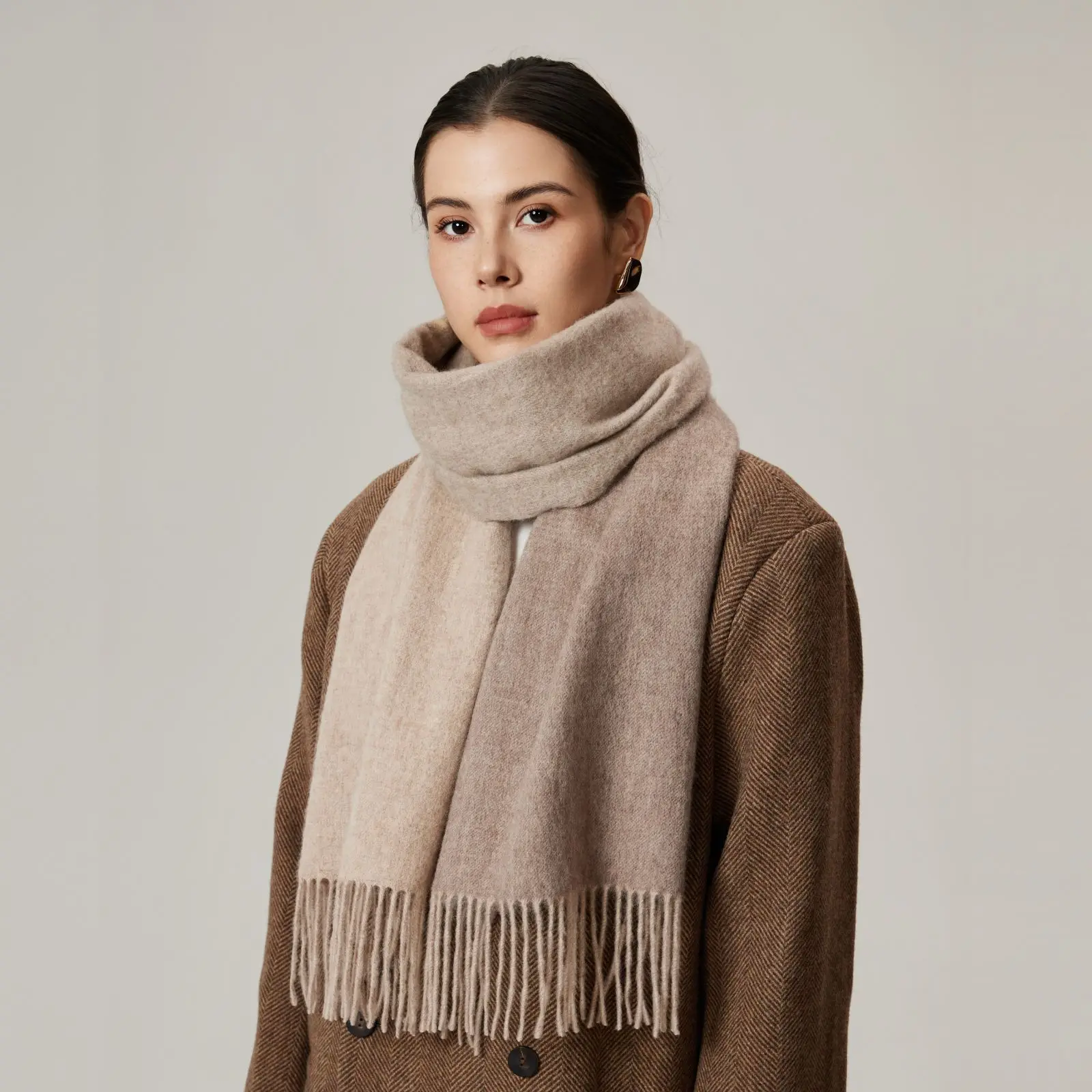 

100% Wool Gradient Scarf Women Autumn Winter Korean Chic Warm Wrap Cozy Shawl【Multiple Colors】