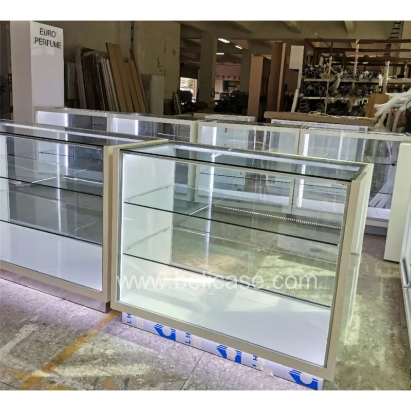 Custom, cheap display showcase with LED retail glass display cabinet fashionable display