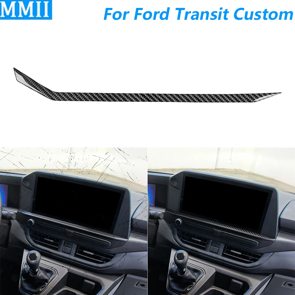 For Ford Transit Custom V700 2023-2026 Carbon Fiber Central Control Navigation Panel Decorative Strips Car Accessories Sticker