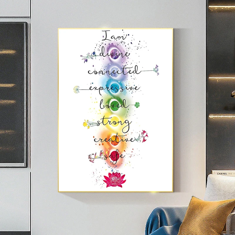 Seven Chakras Corresponding Healing Crystals Guide Canvas Paintings Posters Prints Wall Art Pictures for Yoga Room Decor Cuadros