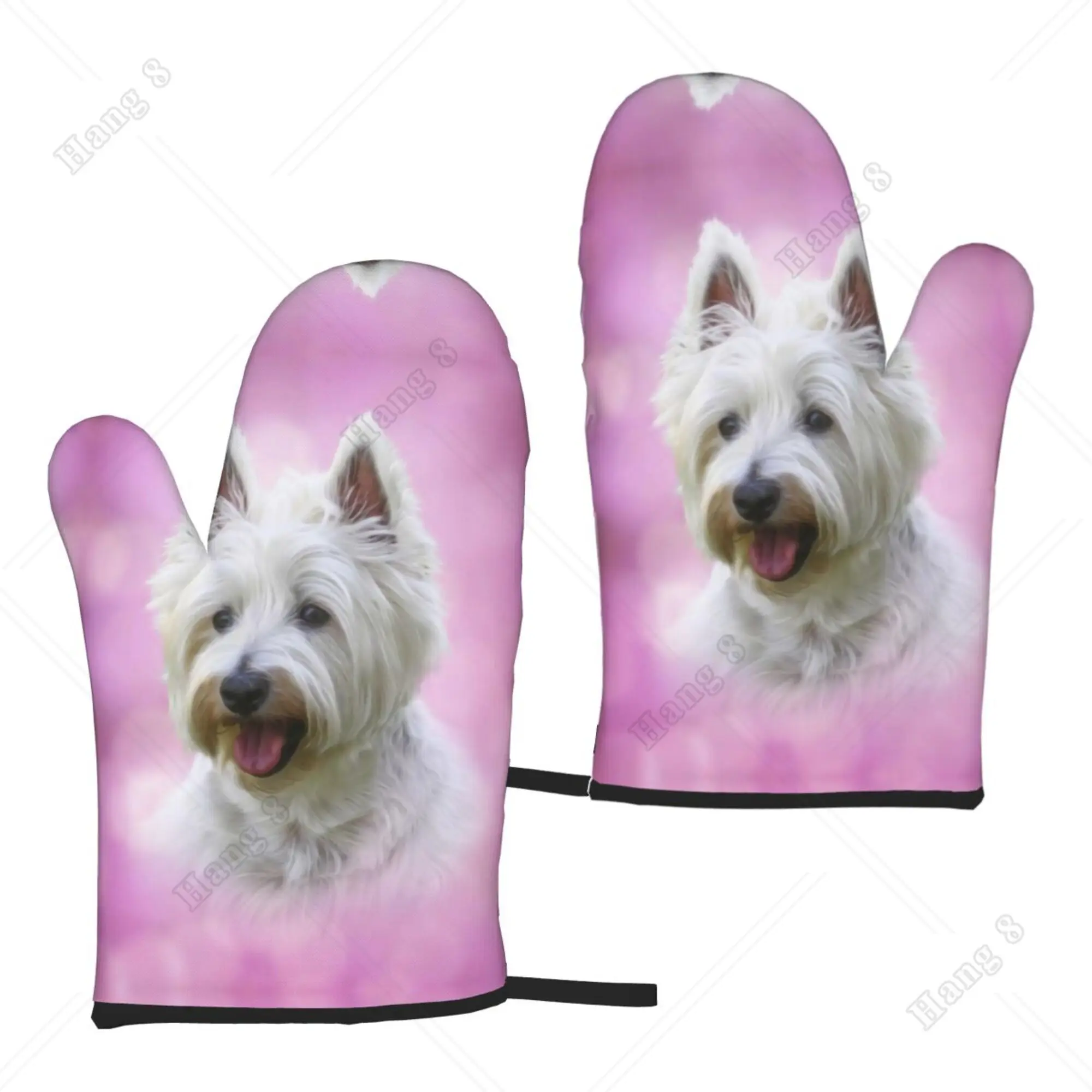 West Highland Terrier Dog Cute Microwave Gloves Bbq Gloves for Women Men Oven Gloves Prevent Heat Holder 2PC Xmas Gift