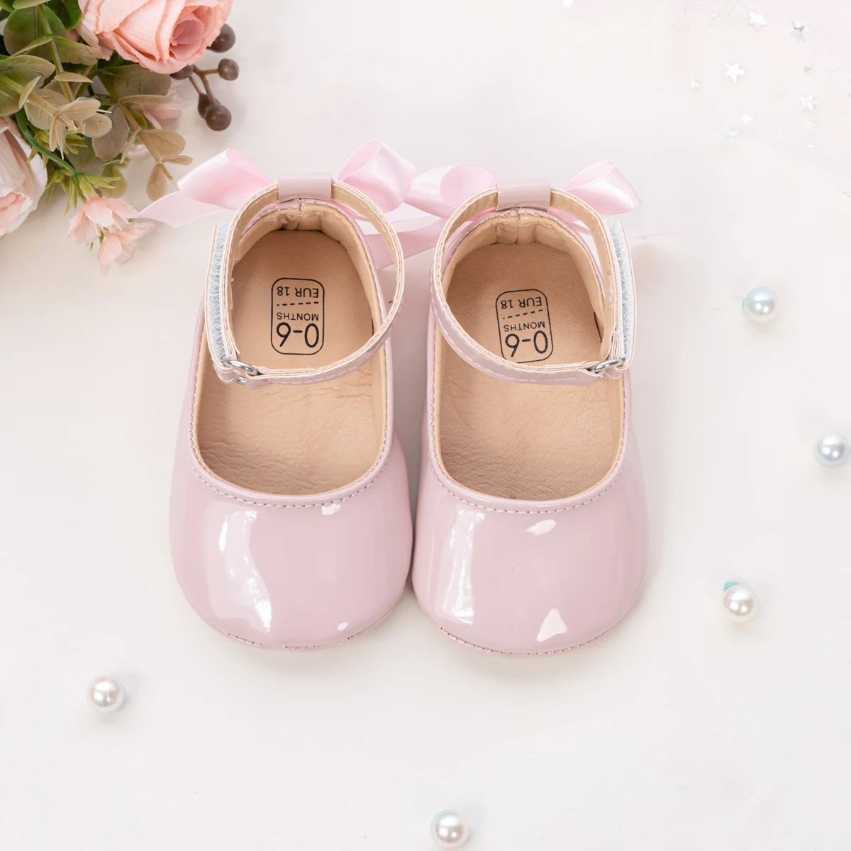 Baby Mädchen Mary Jane Ballerinas aus Lackleder mit Schleife, Prinzessinnen-Kleiderschuhe, rutschfeste weiche Sohle, für Kleinkinder, Prewalker, Party – Detail 22