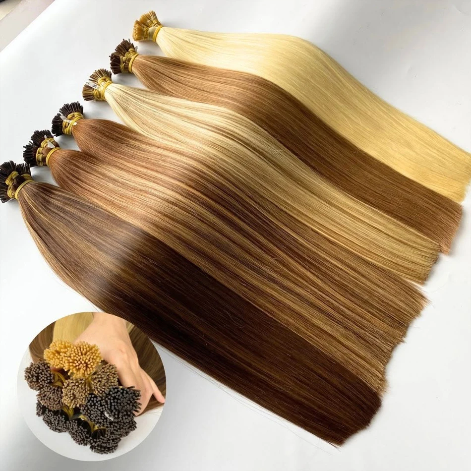 

50 шт., наращивание волос с I кончиком, 100% человеческие волосы, наращивание волос Remy с кератином, 0,8 г/шт., 12-26 дюймов, можно настроить