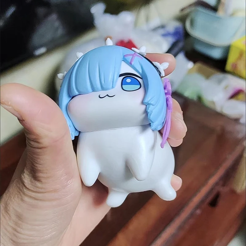 اليابانية الساخنة أنيمي دورو ريم Q نسخة اللعب الشكل دمية تحصيل بولي كلوريد الفينيل ثابت الهزلي سلسلة لعبة سطح المكتب الديكور هدايا عيد الميلاد