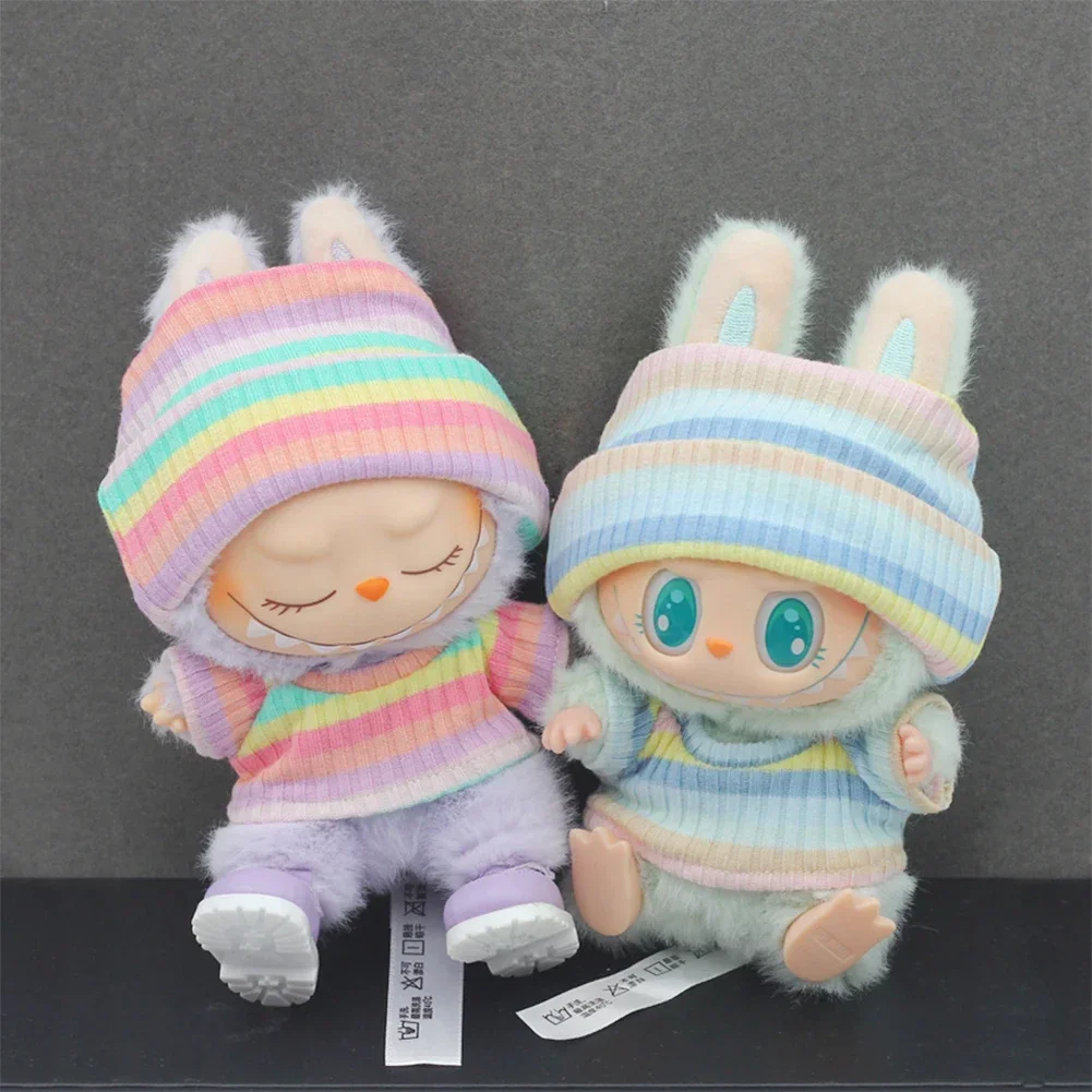 สําหรับ 15/17 ซม.Labubu ตุ๊กตาเสื้อผ้าสีสันลายชุดสําหรับ Ropa Labubu เปลี่ยนอุปกรณ์ตกแต่ง