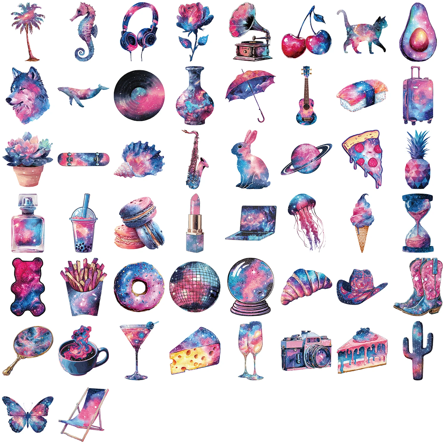 50 SZTUK Naklejek Gwieździste Niebo Przezroczyste Wodoodporne Naklejki Dekoracyjne na Laptopa, Telefon Komórkowy, Bagaż i Butelkę z Wodą