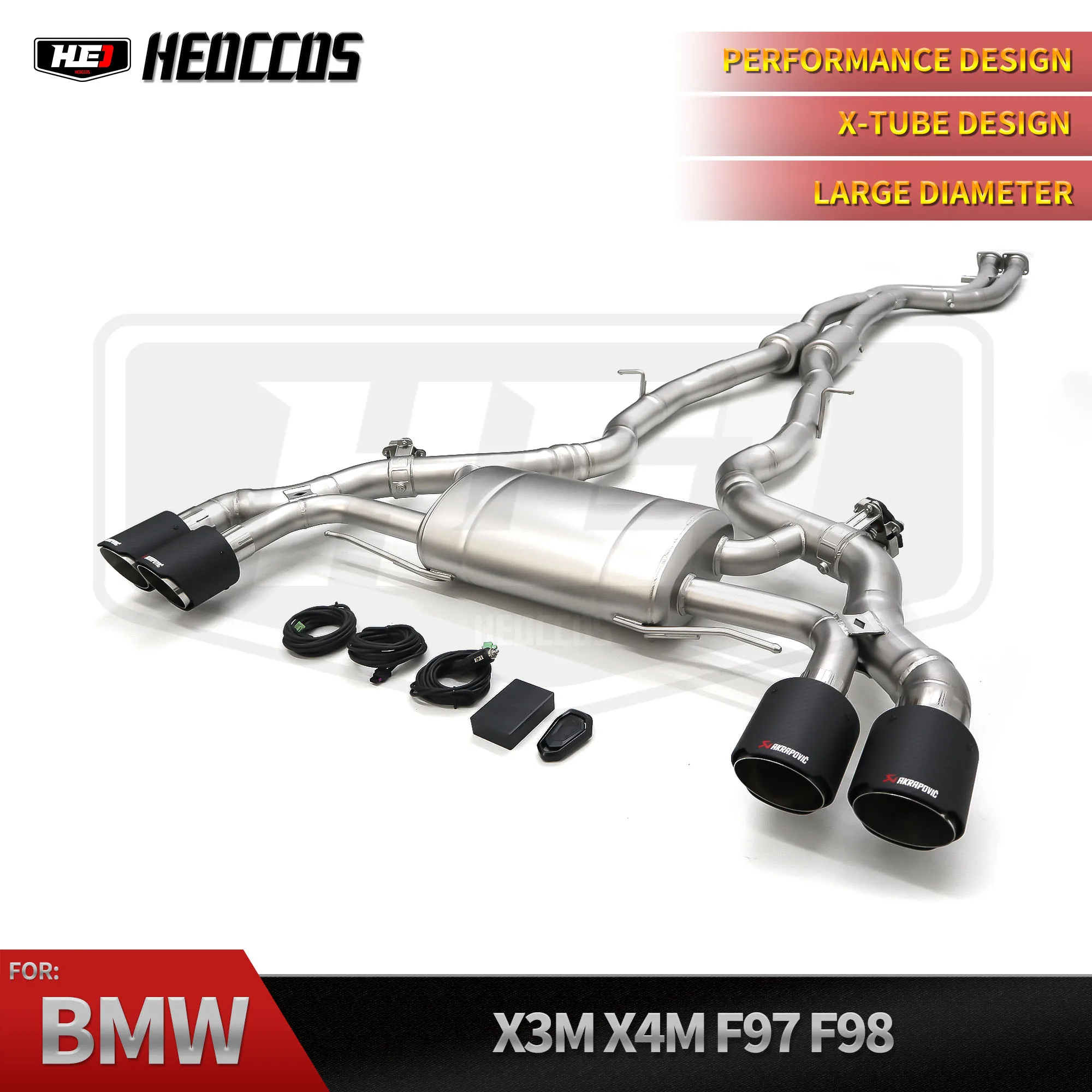 

Выхлопная труба HEO из нержавеющей стали с одной трубой Catback для BMW X3M X4M F98 F97, глушитель с клапаном, высокое качество, автоматическая токарная обработка