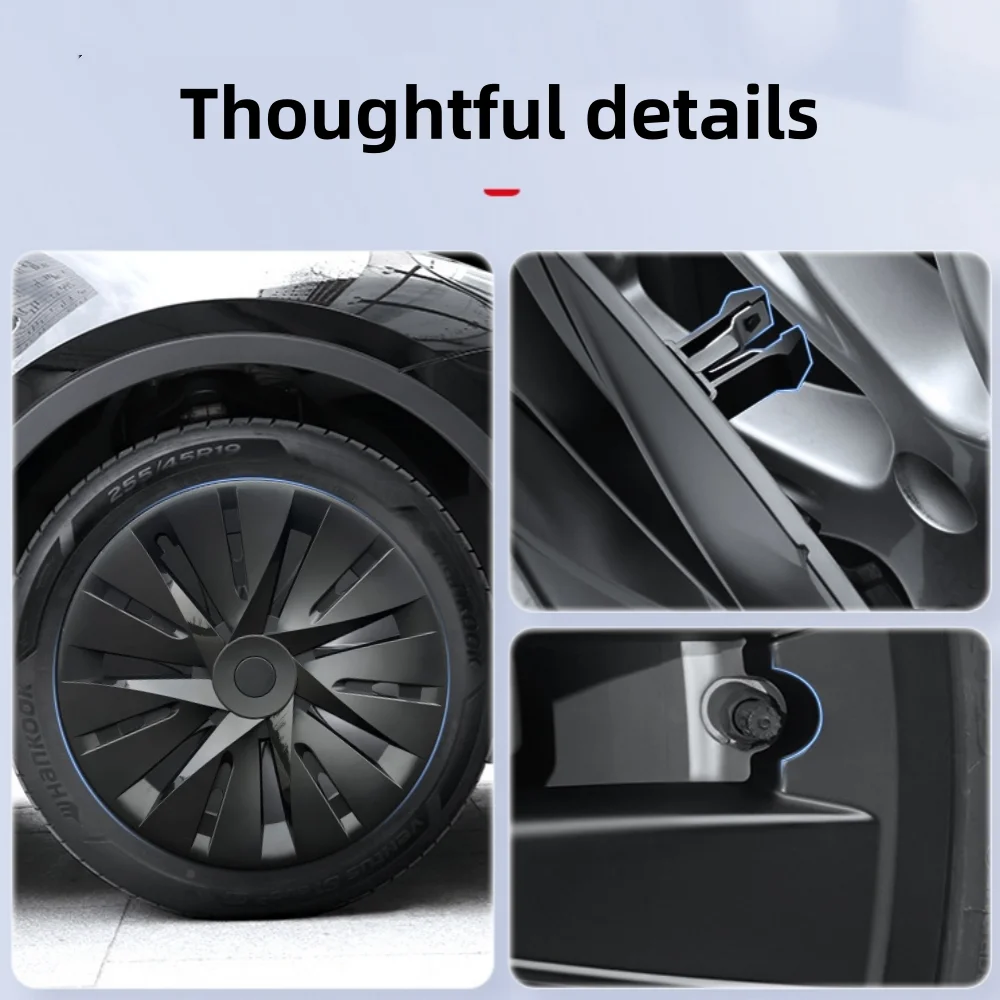 For Tesla Model Y 2017-2024 Hubcaps,19 Inch Wheel Hub Caps Rim Protectors Replacement Cover Exterior Accessories (Set of 4）