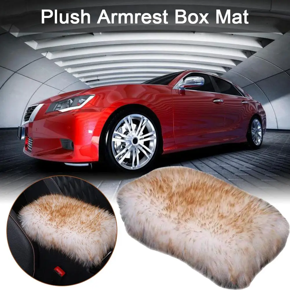 Pure Long Wool Sheepskin Car Armrest Box Mat Winter Console Center Cushion Cover Armrest Fur Real Mat Raised Armrest Sheeps G7c0