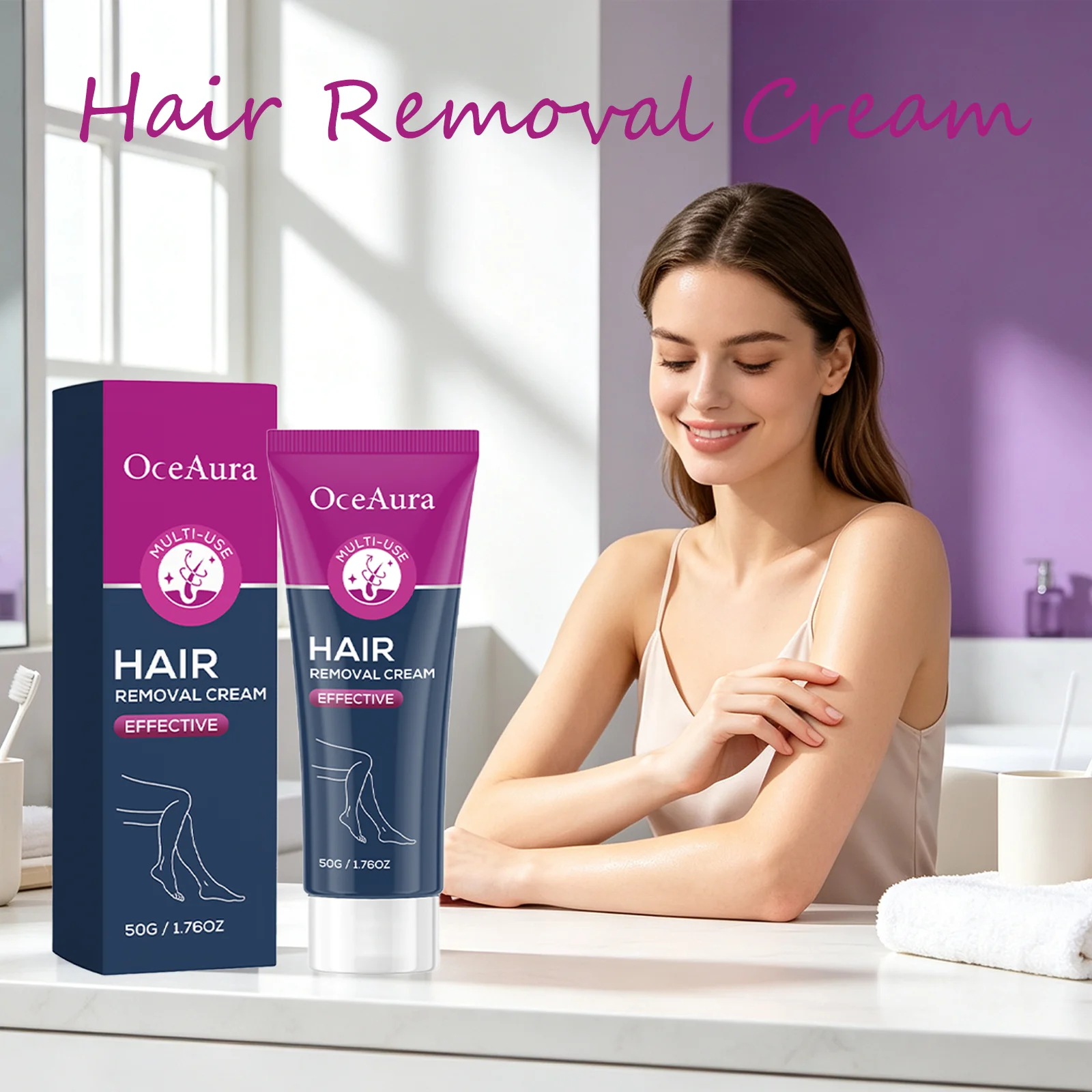 OceAura Effective Hair Removal Cream Gentle Low-Irritation Quick Cleasing Dalicate Touch Hydration Smooth Body Depilatory Cream