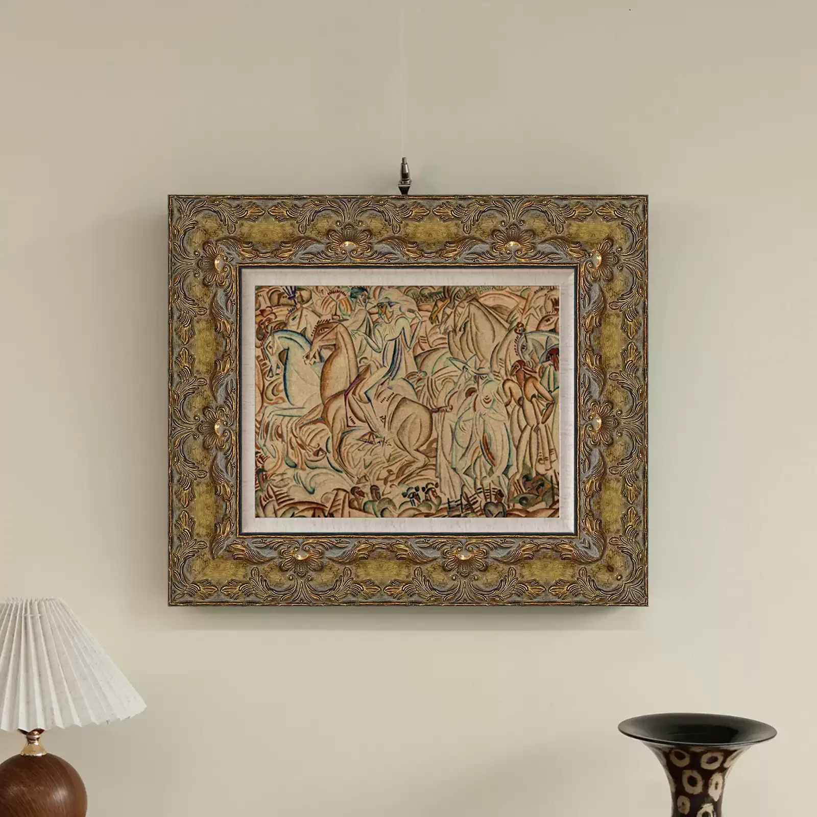 Vintage Carved Wood Picture Frame Antique Gold Patina Finish Solid Wood Moulding Photo Frame for Oil Painting Canvas Display