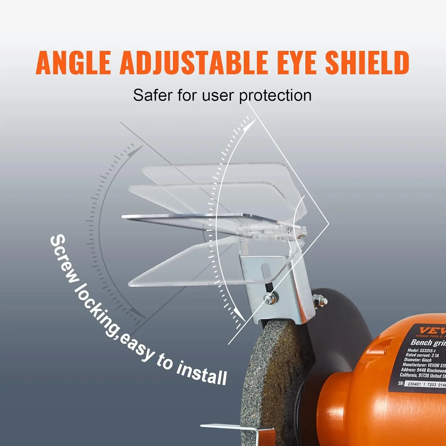 Moedor de bancada, moedor de bancada de velocidade única de 6 polegadas com motor sem escova 2.1A Moedor de mesa de 3550 RPM com rebolo de grão 36/80
