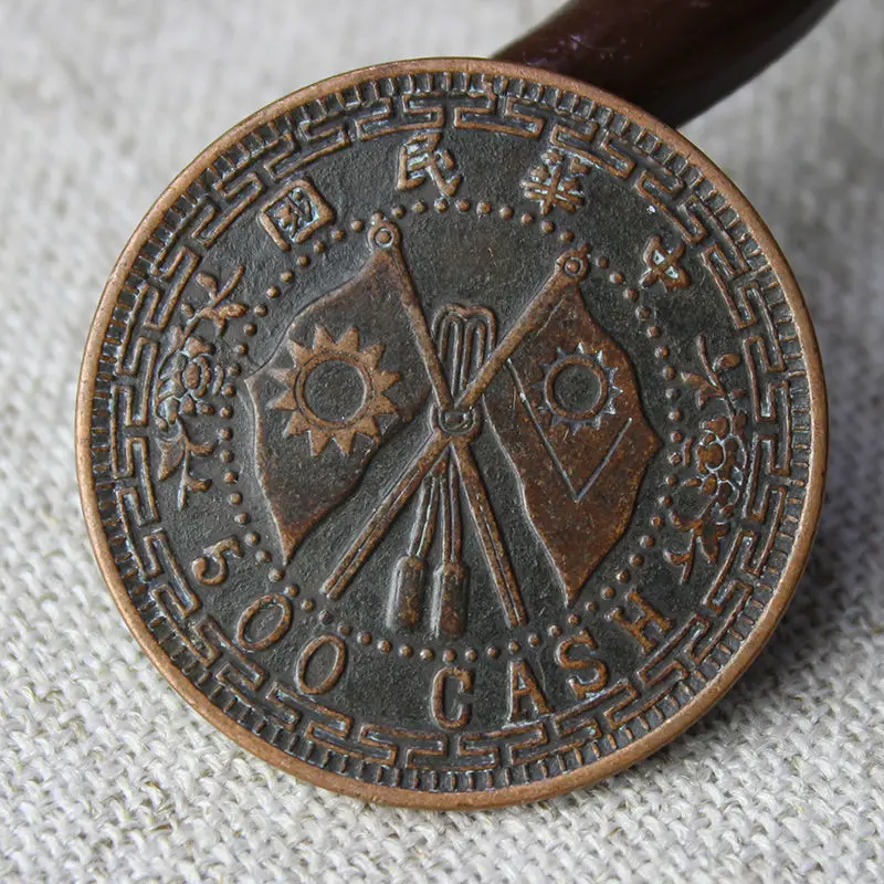 

Rural collection of ancient coins, copper double flags of the Republic Bai pattern copper plates, 39mm.