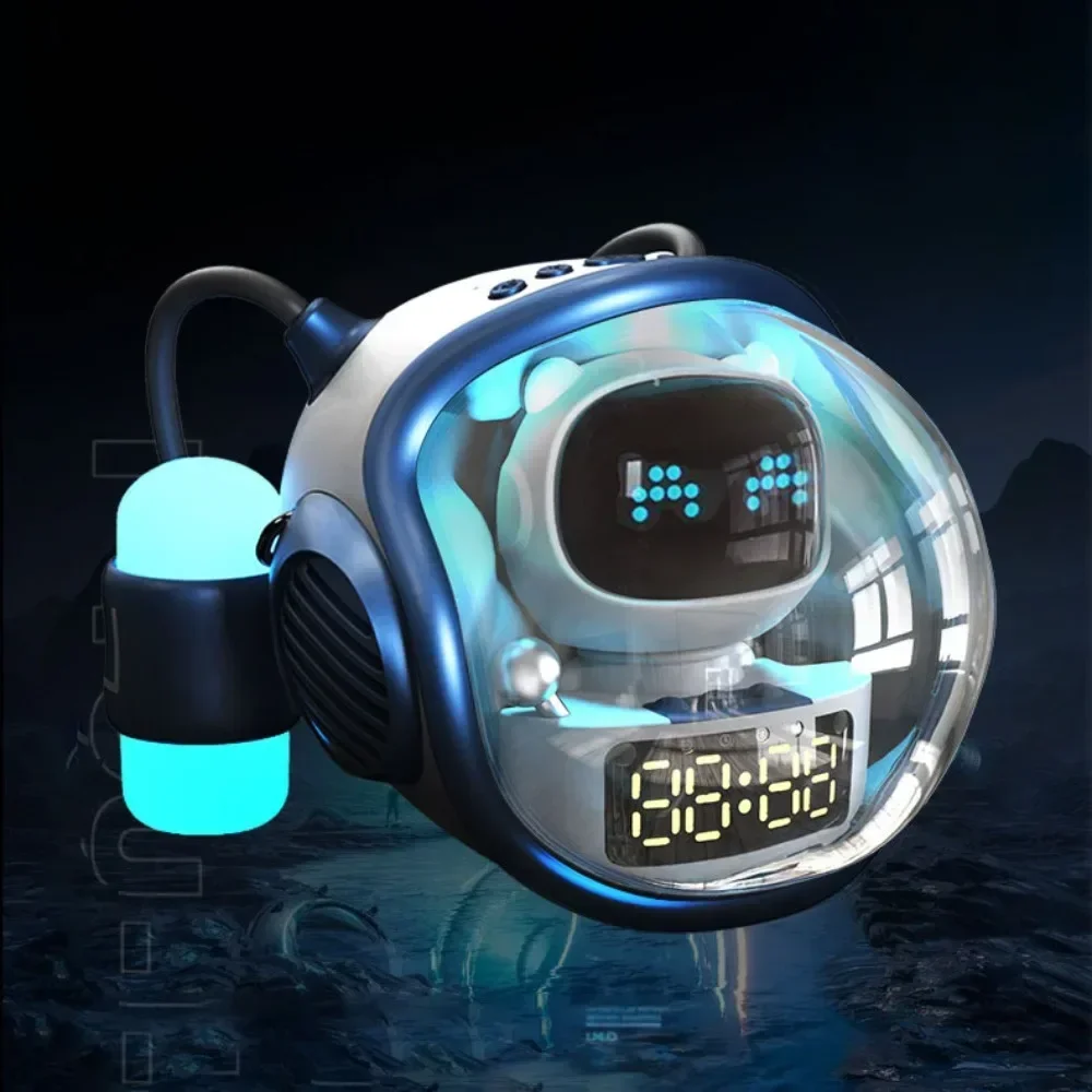 Astronaut Alarm Clocks with Wireless Bluetooth Speaker TWS HiFi Stereo Subwoofer Sound Box Home Clock Smart Speakers