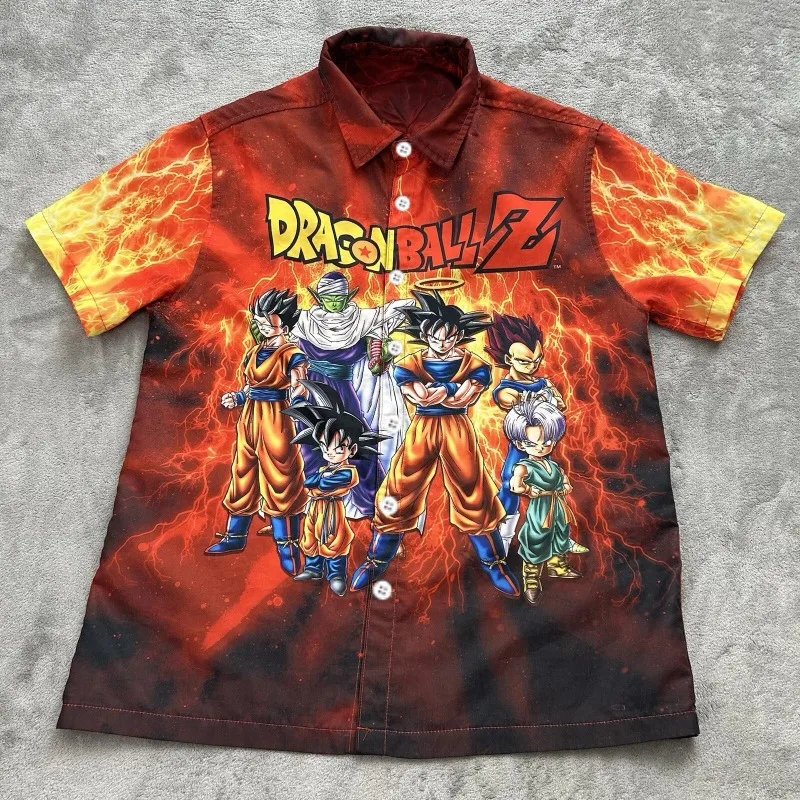

2026 Summer Vintage Dragon Ball Men's Vegeta Hawaiian Shirt Mens Beach Party Goku Short Sleeve Fashion 3d Print Hawaiian Shirt