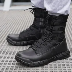 Light Style Black Leather Hiking Training Tactical boots