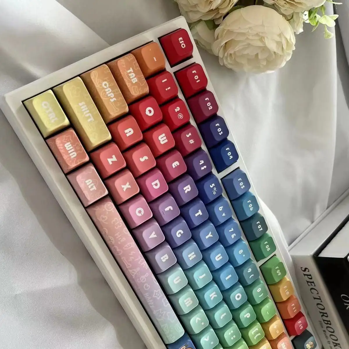 131 Keys Rainbow Color Gradient Keycaps PBT Sublimation XDA Profile MX Switch Cute Keycap Mechanical Gaming Keyboard Caps Set