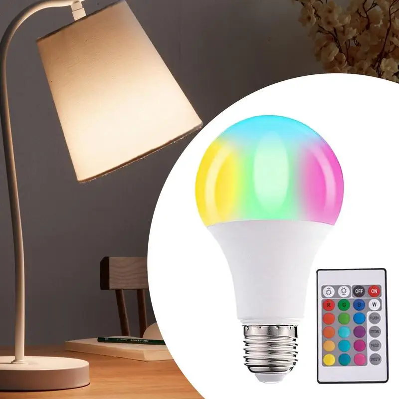 RGB مصابيح كهربائية الإضاءة المنزلية عكس الضوء 24 مفتاح التحكم عن بعد مصباح ذكي 16 ألوان RGB لمبة LED لمبات مصباح لتهيئة الجو