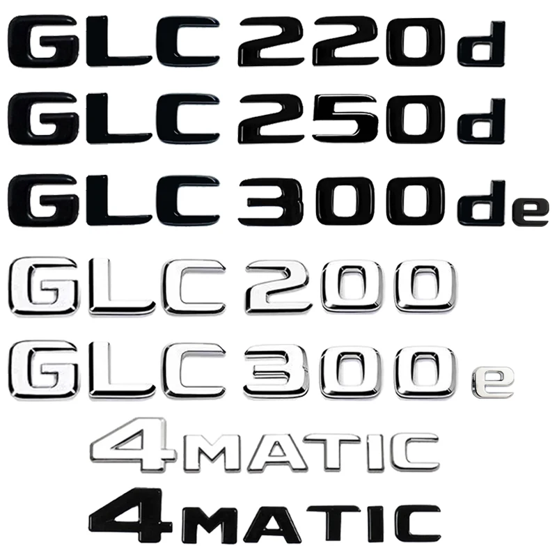 Car Tail Trunk Letters Logo Emblem Badge Sticker For Mercedes Benz GLC Class X253 4MATIC GLC300de GLC300e GLC350e GLC250d GLC300