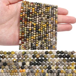 Natural Faceted Bumblebee Jasper Stone Beads 2mm 3mm 4mm For Jewelry Making DIY Bracelet Pendant Necklace Material Accessory