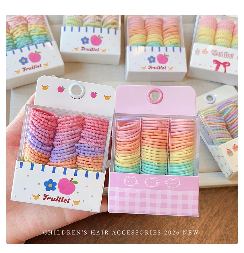2026 Modische Kinder Mini-Haargummis im Set, Weiche Nylon-Stoff-Haarbänder in Bonbonfarben, Hochelastische Haargummis für Mädchen und Kleinkinder – Detail 10