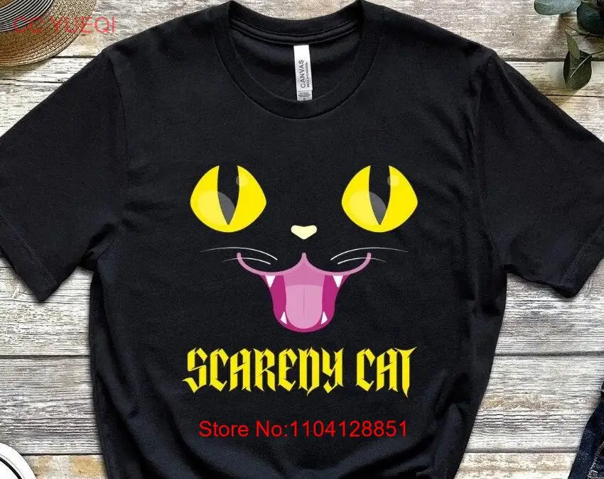 Хэллоуин Scaredy Cat Футболка Lover Crazy Lady Scared Face с длинными или короткими рукавами